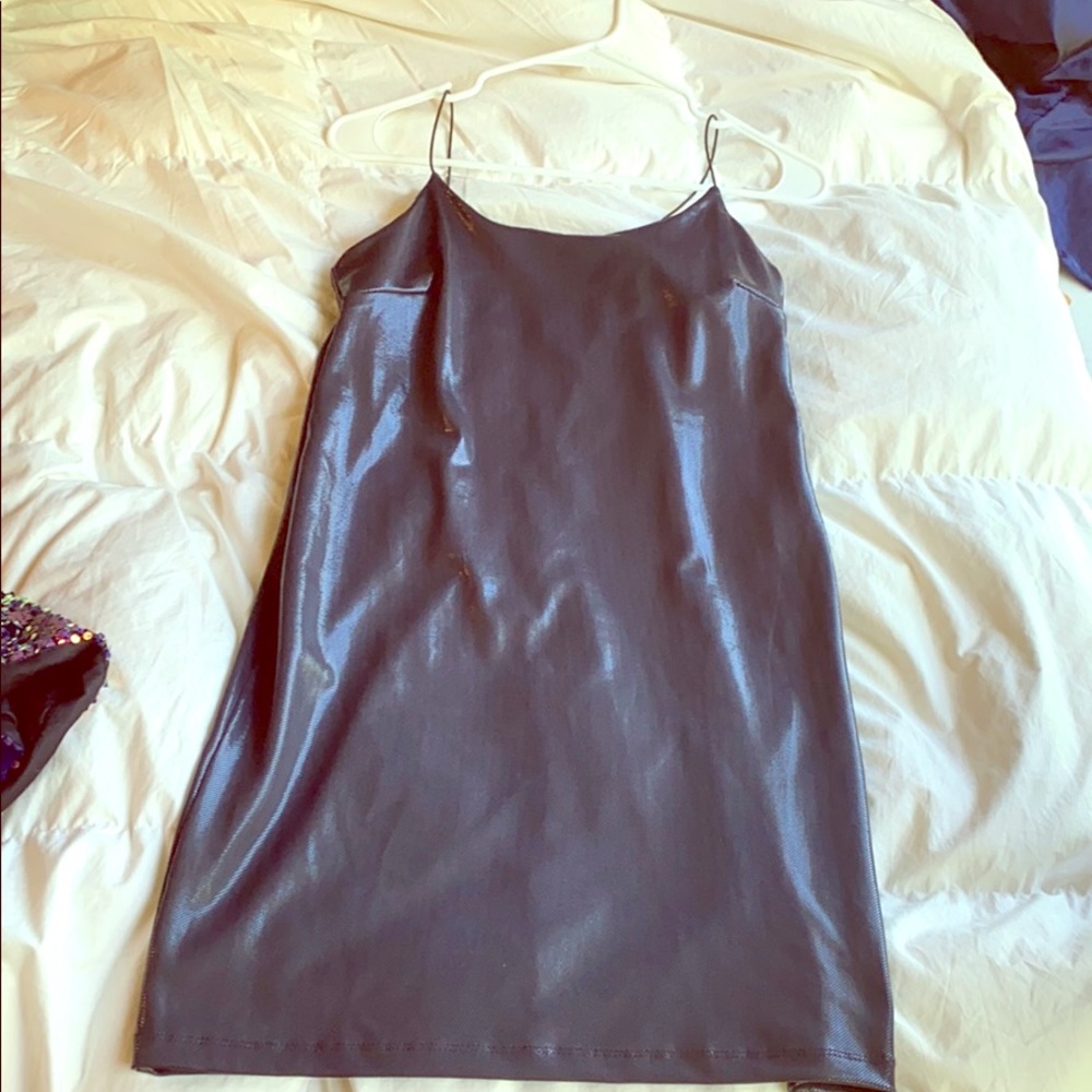 Slick black mini dress